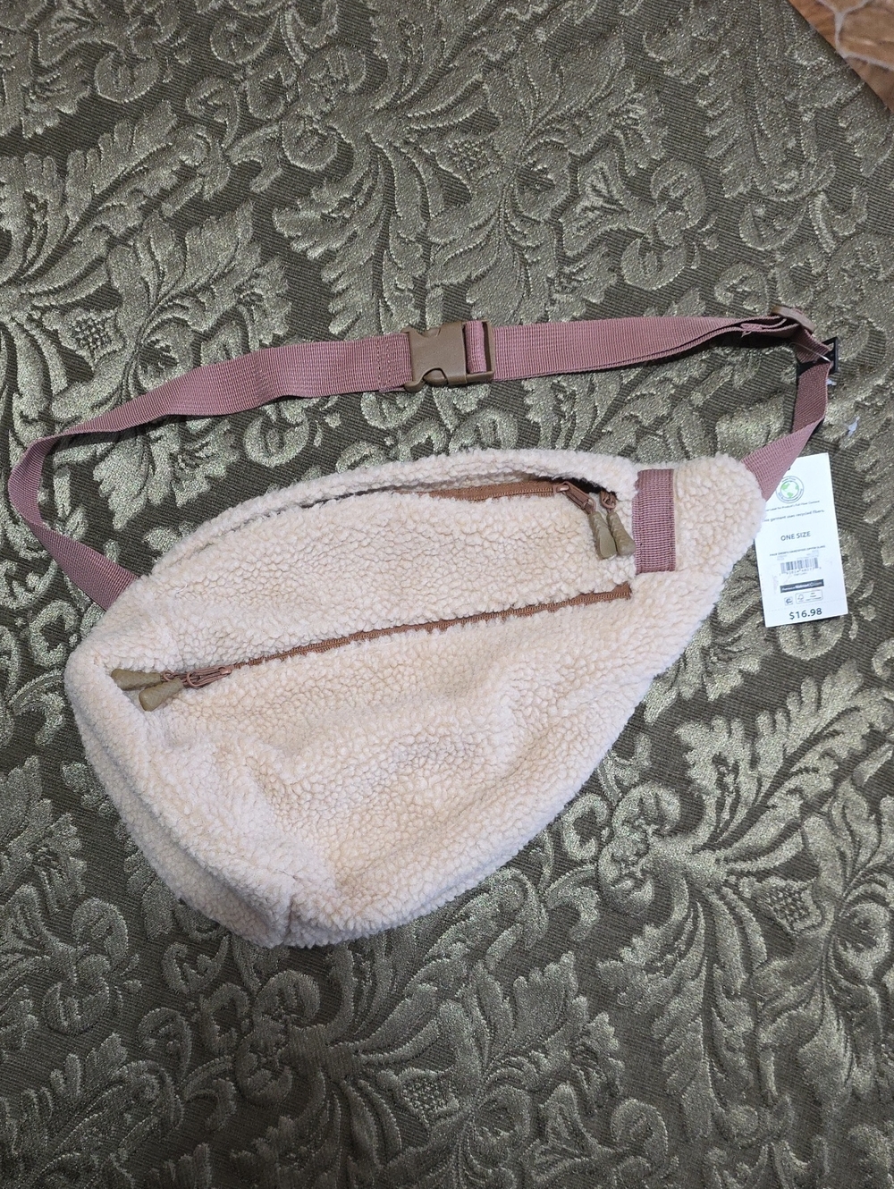 No Boundaries Tan Sherpa Crossbody Belt Bag